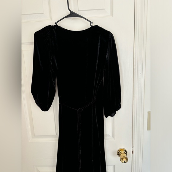 GANNI Silk Velvet Warp Dress in Black - Picture 13 of 16